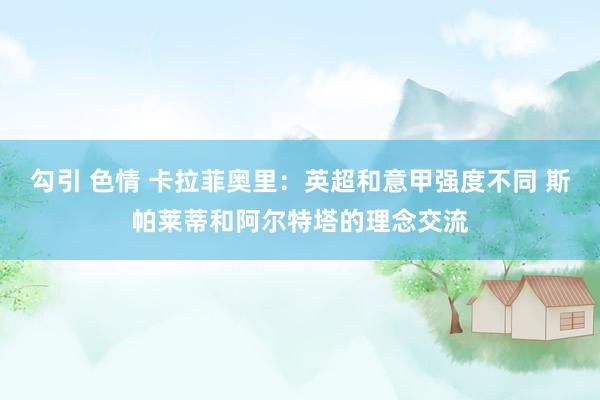 勾引 色情 卡拉菲奥里：英超和意甲强度不同 斯帕莱蒂和阿尔特塔的理念交流